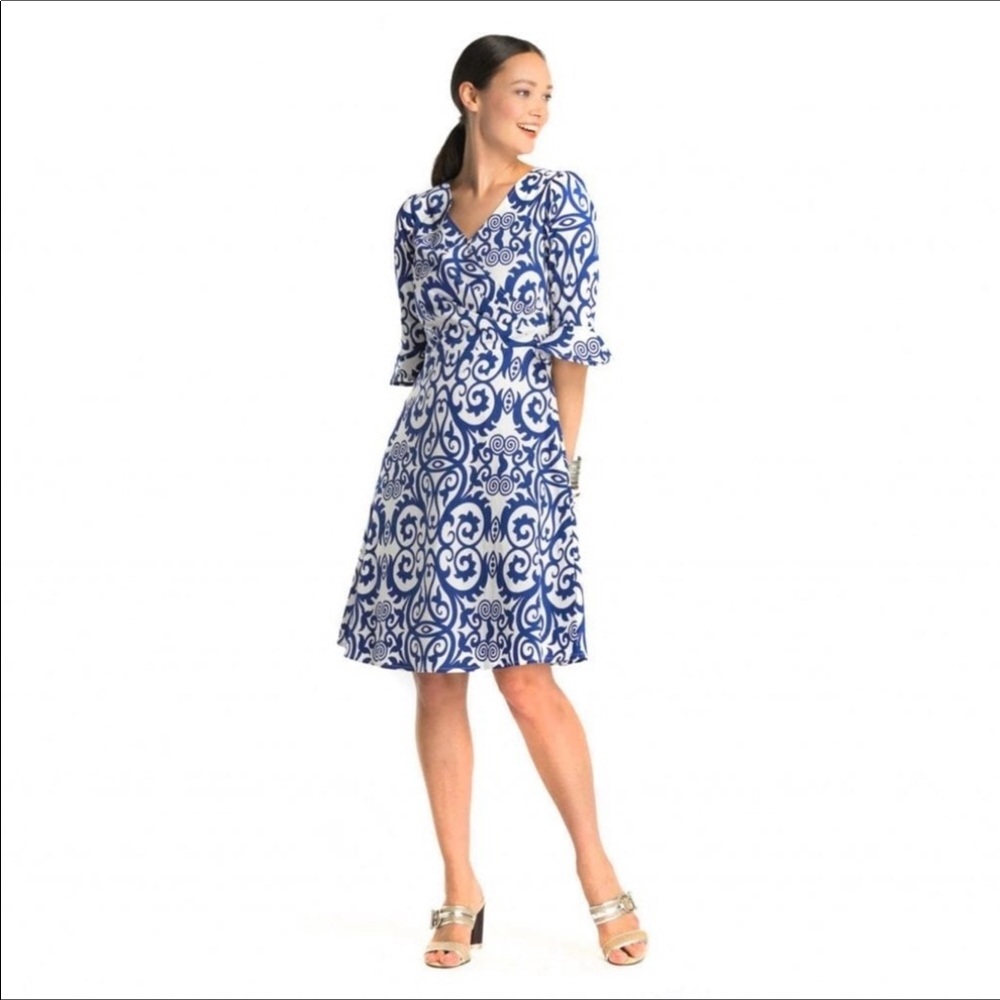 Blue and white dress